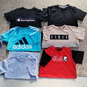 Lot of 6 Boys’ Size 8 T-Shirts – Adidas, Champion, Fila, Kenneth Cole, Puma